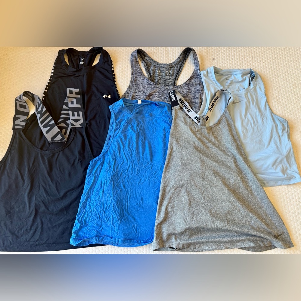 Nike Women's Tank Tops in Black, Blue, and Gray